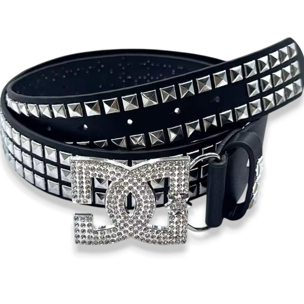 Black Rhinestone Y2K Vintage Emo Studded DC Belt